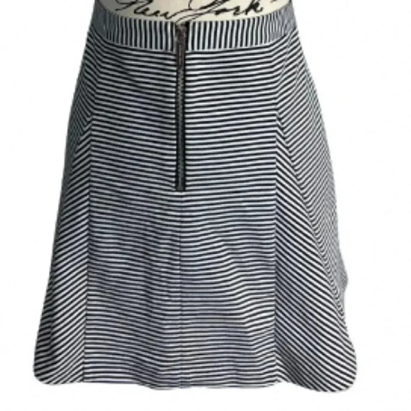 Michael Michael Kors Black & White Stripe Mini Pleat Skater Skirt - Picture 2 of 7